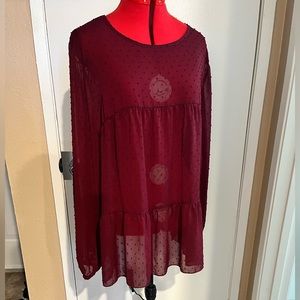 Burgundy sheer tier top
